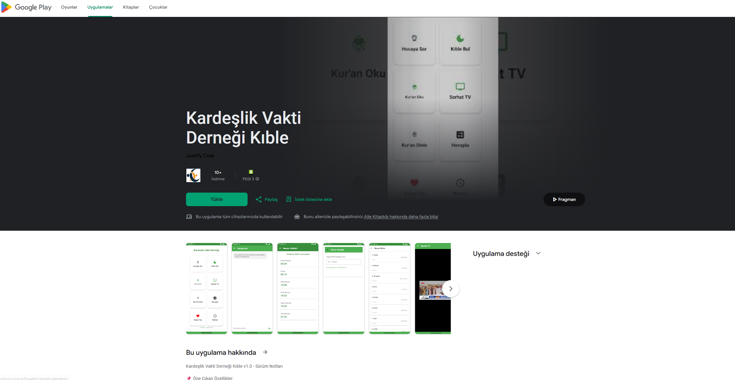 Kardeşlik Vakfi Kıble Uygulaması - Mobil Uygulama referans projesi